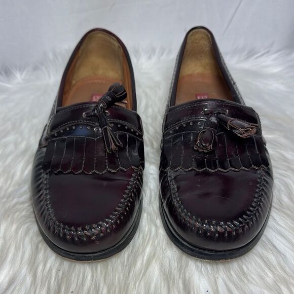 Bass Grammar Classic Deep Burgundy Leather Tassel Loafers‎ Sz 11.5D
